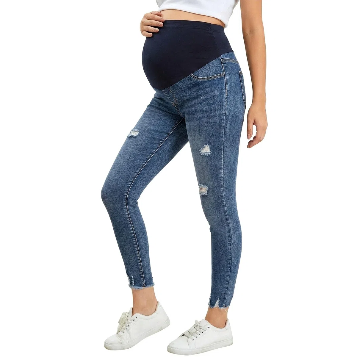 Generisch Vaqueros de premamá elásticos con ajuste estrecho, ideal para embarazadas, apoya el abdomen, corte de bota cómodo, lavado suave