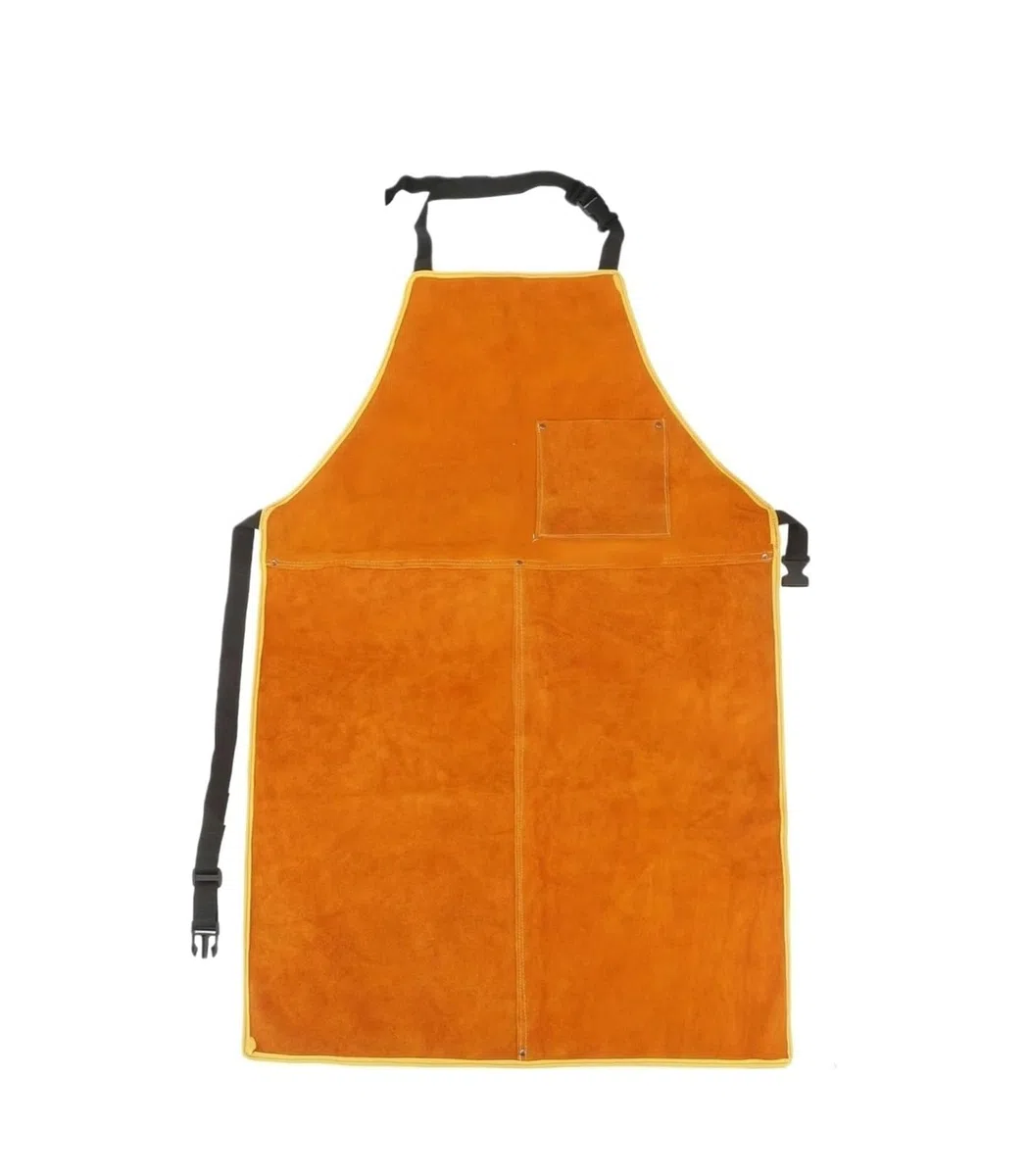 Delantal de soldadura de PU resistente, ajustable, resistente al fuego, marrón