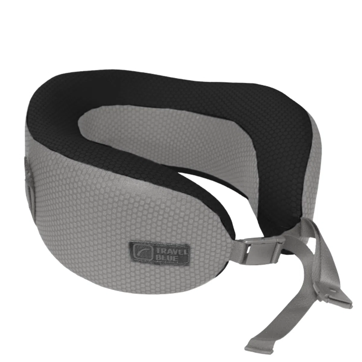 Travel Blue Dreamer Cojín cervical de avión – Almohada de espuma viscoelástica para viajes, cojín de viaje en avión con material de malla transpirable, funda extraíble, gran comodidad y apoyo (gris)
