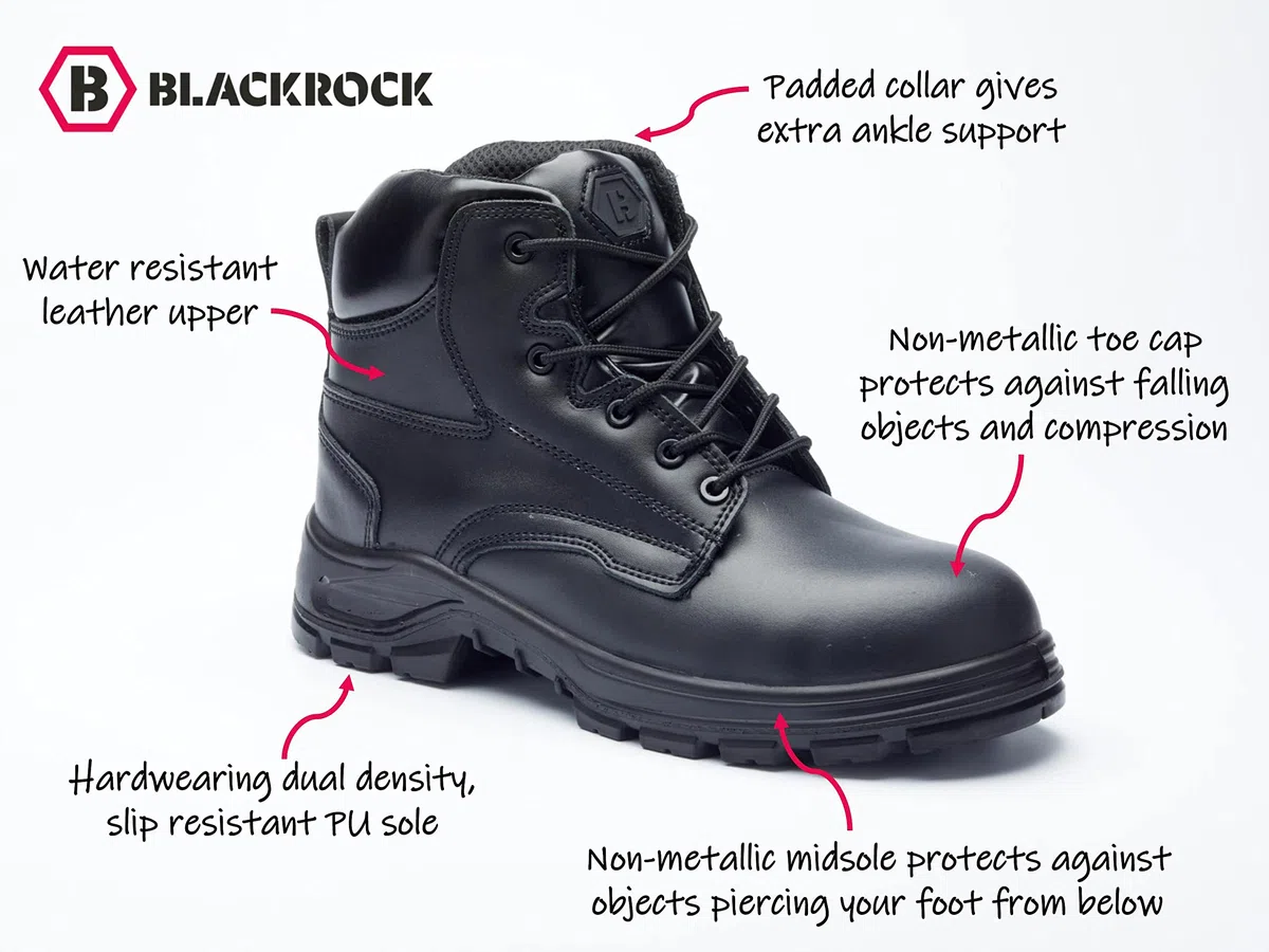 Blackrock Sentinel Composite Safety Boots, S3, Botas de trabajo con puntera de material compuesto, para hombre y mujer, ligeras, de ajuste ancho, sin metal, resistentes al agua