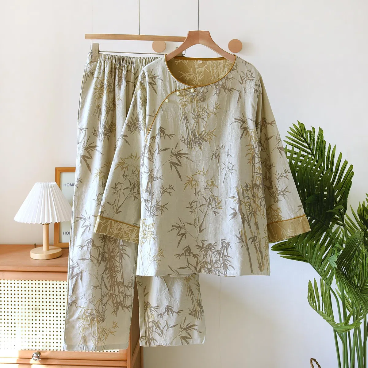 PRINCESS BRIDE Conjunto de pijama estilo kimono japonés de algodón jacquard de doble cara, ropa de dormir suave para mujer