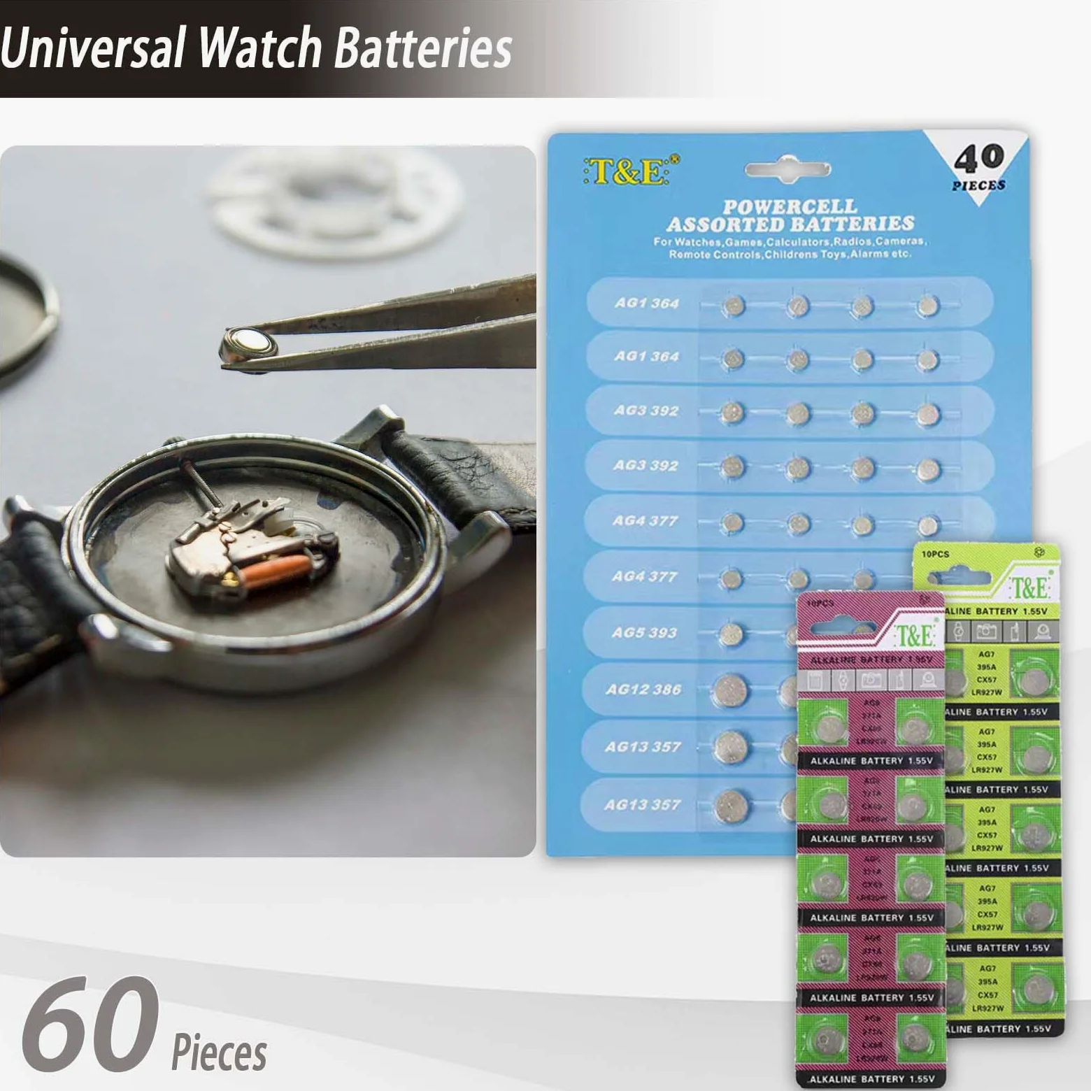 Kit Reparación Relojes, GLDCAPA Kit Profesional de Reemplazo de Baterías de Relojes, Kit de Herramienta de Remoción de Eslabones de Relojes, Juego de Prensa de Relojes con 60pcs de Baterías de Relojes