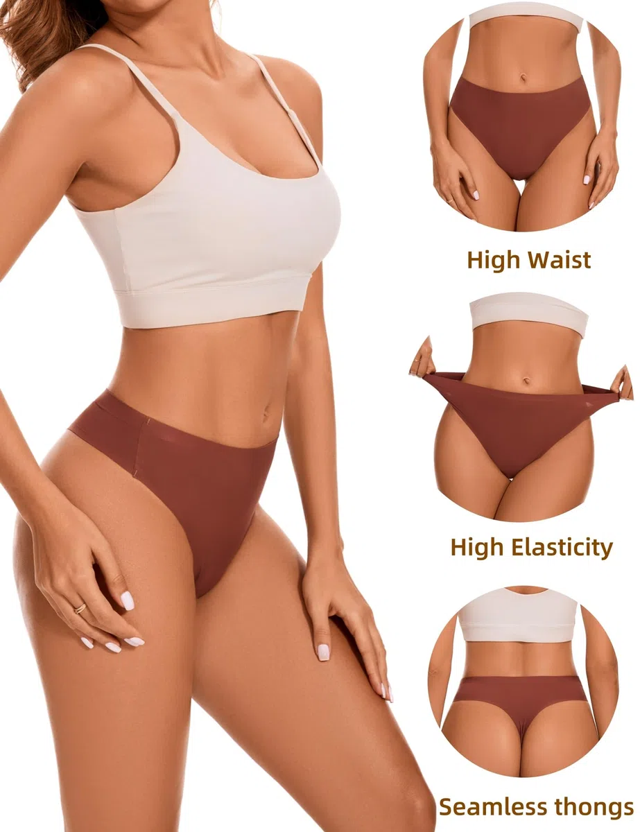 Tangas de cintura alta sin costuras para mujer, tangas transpirables, ropa interior cómoda, paquete de 6