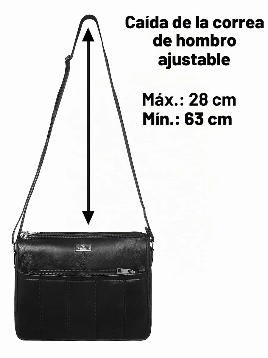 Quenchy London Bolso Bandolera de Piel Auténtica para Mujer, Bolso de Mano de Cuero con 4 Compartimentos con Cremallera, Bolso de Hombro Tamaño Pequeño/Mediano QL171M