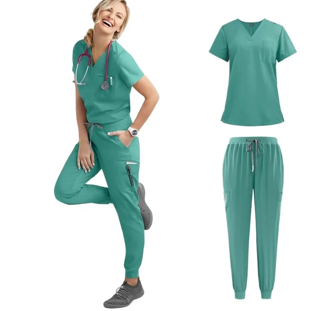 Uniformes de enfermera ajustados, conjuntos de uniformes médicos for mujer, Tops, pantalones, ropa for médicos de Hospital, clínica Dental, laboratorio, salón de trabajo Para Uso Hospitalario(Green,M)