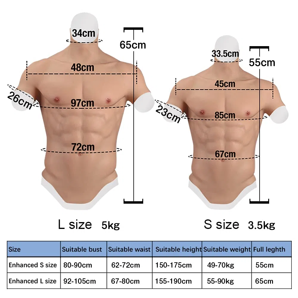 YIQI Chaleco de silicona para el pecho masculino realista de silicona suave