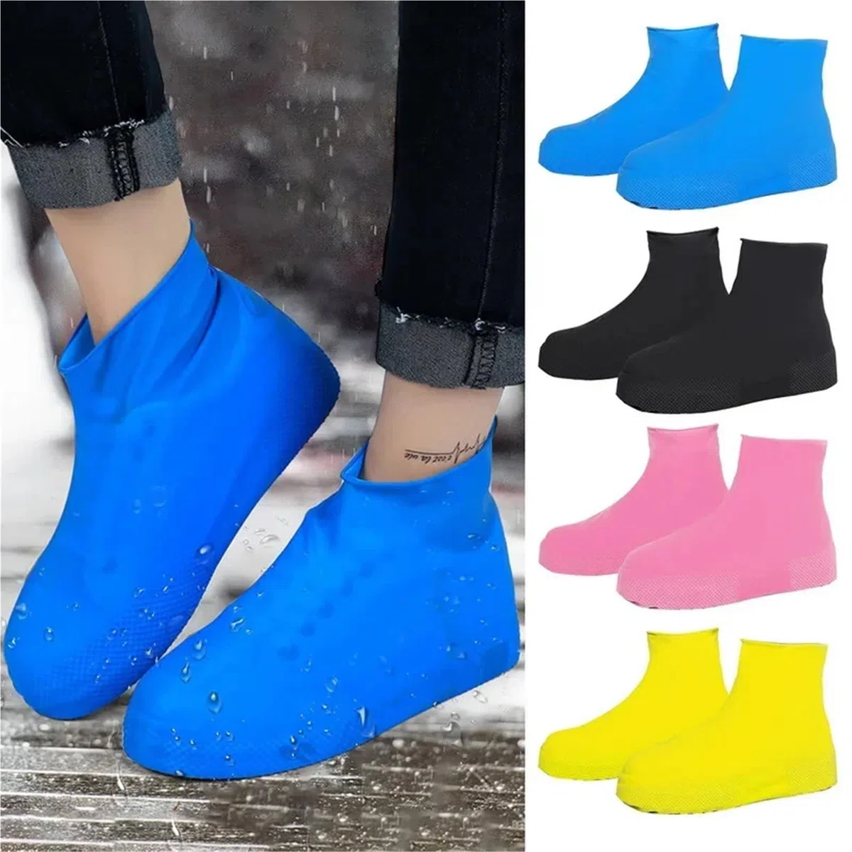 Botas De Agua 2 uds cubiertas impermeables for zapatos antideslizantes de silicona for exteriores cubierta reutilizable for días lluviosos