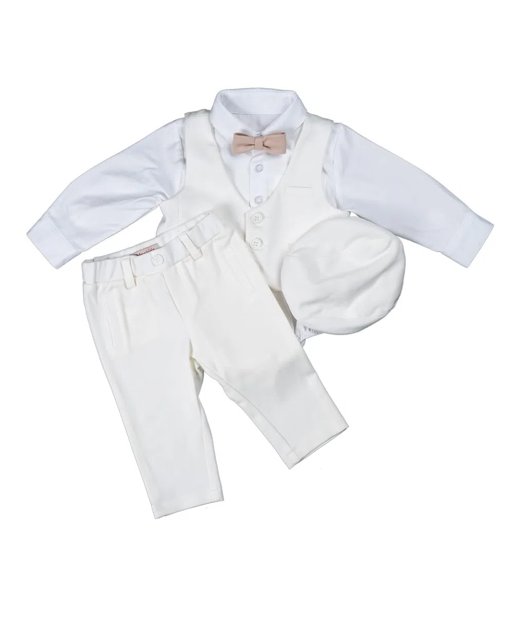 Traje de bautizo para bebé y niño, color azul claro, juego de bautizo, traje de bautizo de manga larga (marfil, 80), Costa de Marfil
