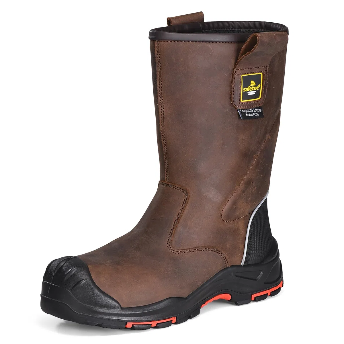Botas de trabajo para hombre, botas de seguridad de piel de vaca, 8 pulgadas, punta compuesta, botas de construcción industrial para aceite, gas, mina