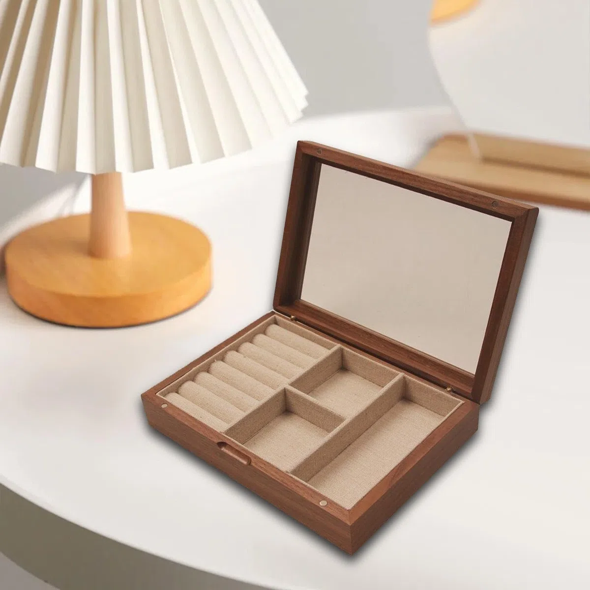 Joyeros Joyero Viaje Bandeja De Anillo Para Reloj, Estuche De Joyería, Baratija Para Pendientes, Pulseras, Organizador Joyería, Almacenamiento Joyería, Rectangular Organizador De Joyas Joyero Madera