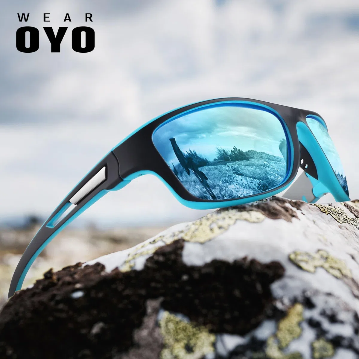Gafas de sol polarizadas para hombres y mujeres, gafas rectangulares de conducción de pesca, protección UV400, Marco negro/lente ahumado + marco negro/lente espejo azul oscuro, Medium