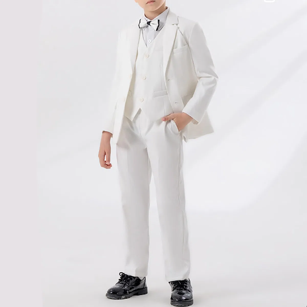Conjunto De Traje para Niños 5 Piezas Abrigo Elegante Estilo Británico Elegante Pantalones Pajarita Práctica Festivo Fiesta Traje De Conjunto Formal Texturizado Comunión para PAJE Cómodo Ceremonias
