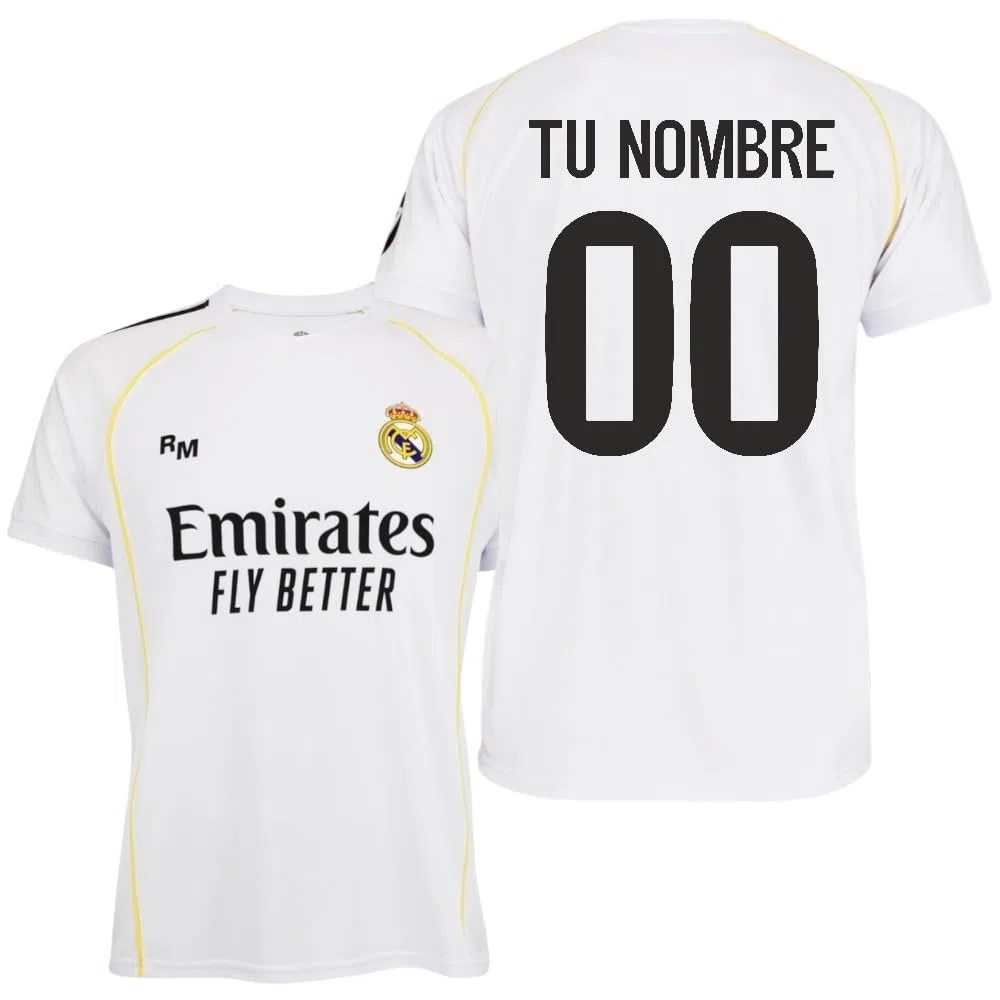Real Madrid Camiseta 25/26 Personalizada con tu Nombre y número | equipación de fútbol Blanca Camiseta Deportiva Hombre