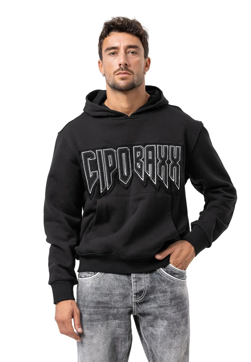 Cipo & Baxx Sudadera con capucha para hombre Series – Elegante jersey de estilo casual con capucha y bolsillo canguro – Parte superior cómoda para el día a día y el tiempo libre