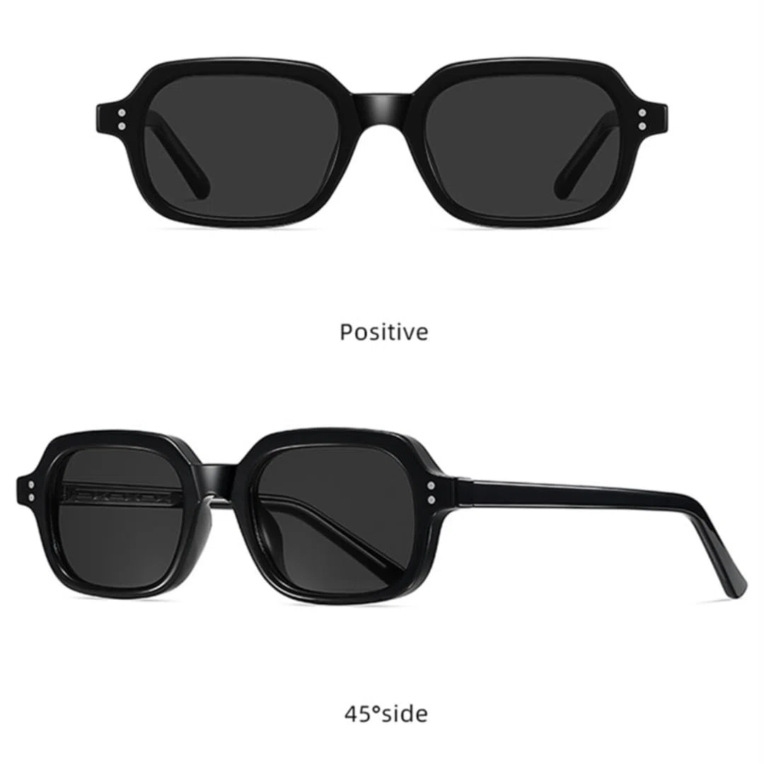 Gafas de sol de lujo para mujer, pequeñas, rectangulares, de metal, con remaches de moda, para hombre, con protección UV400.