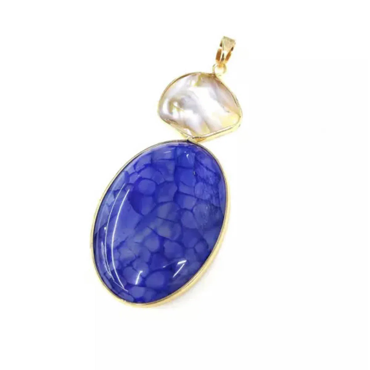 10 Piezas de ágatas de Piedra Natural con Colgantes de Concha para Collar de Bricolaje - Ágata Azul