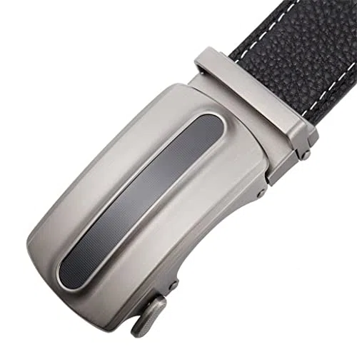 Cinturón de Cuero con trinquete y Hebilla Deslizante automática para Hombre (Color: C, Talla: 110 cm) (B 125 cm)
