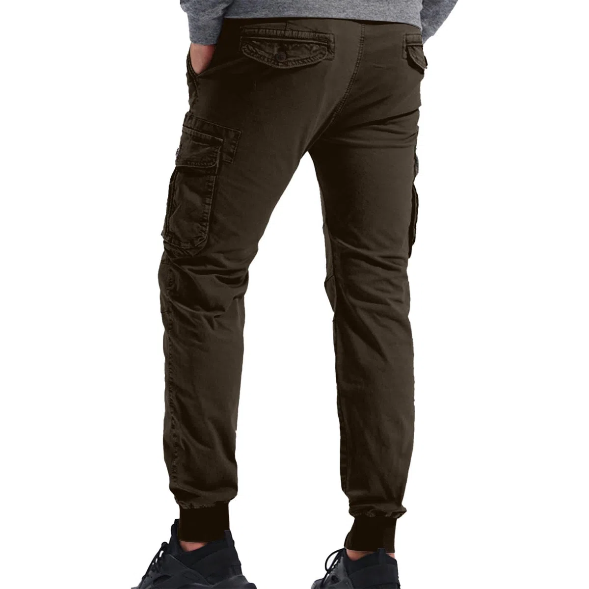 Pantalones de trabajo para hombre con cintura elástica, pantalones de trabajo para hombre con cintura elástica, pantalones chinos con puños, pantalones de ocio, muchos bolsillos, ligeros, pantalones