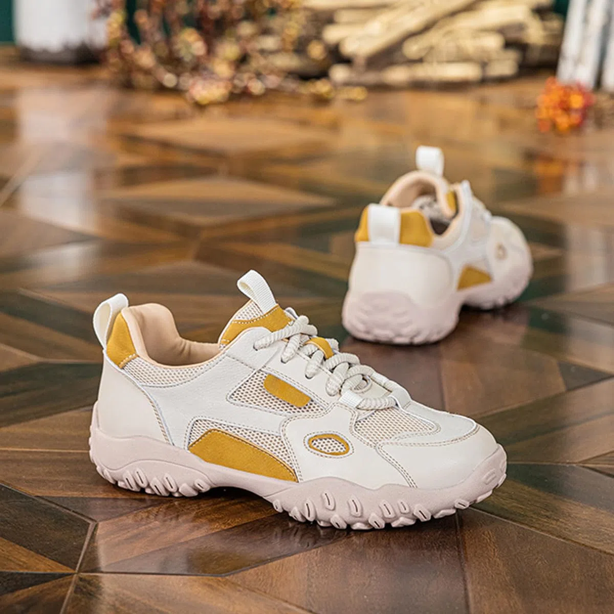 Zapatillas Mujer Punta Redonda Cordones Malla Ligeras Casuales Viaje Campus Vacaciones Caminata Exterior