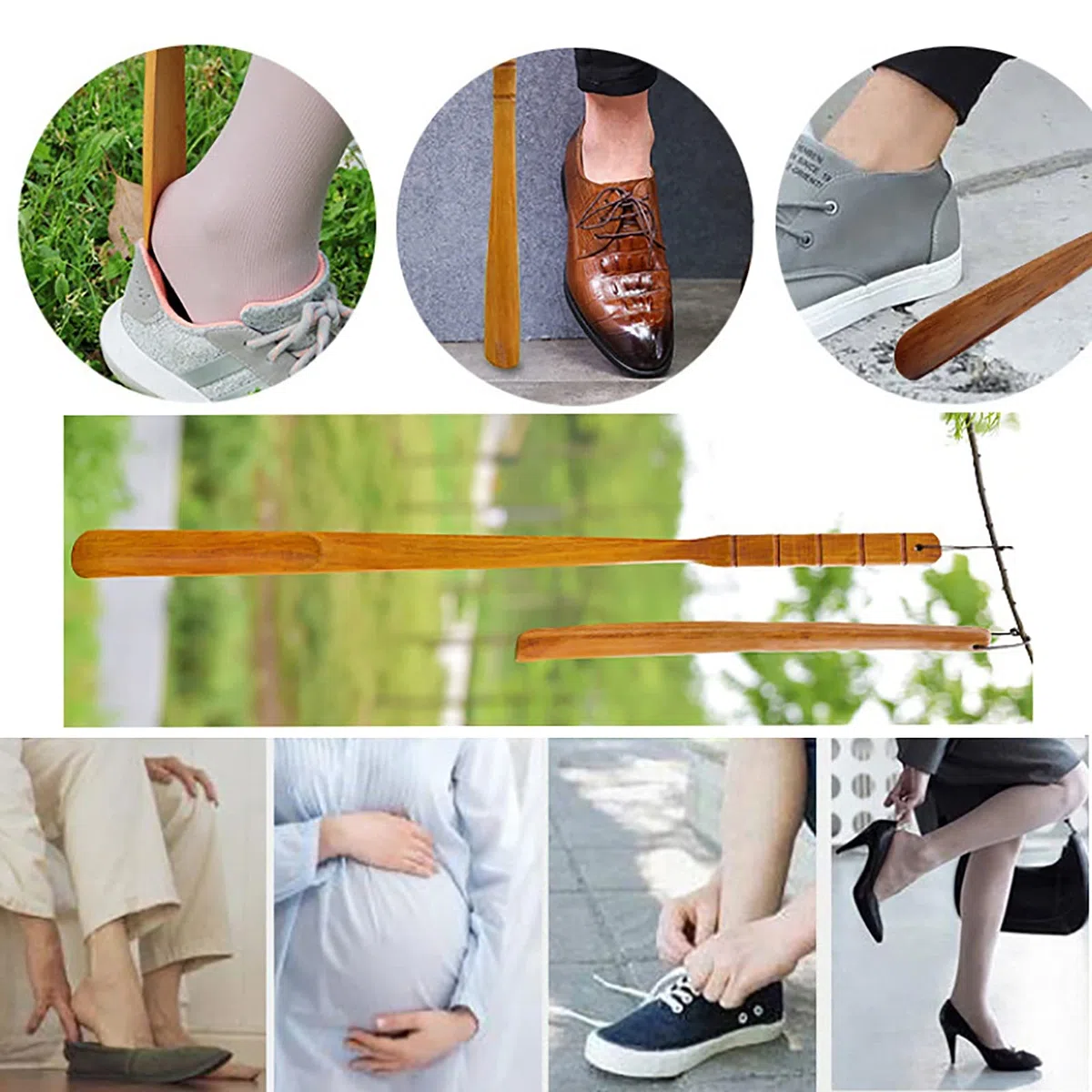 calzador mango largo,calzador, Calzadores de mango largo, cómodo levantador de zapatos for botas, zapatos deportivos y de tenis, calzador de madera con mango extra largo for botas y todos los zapatos