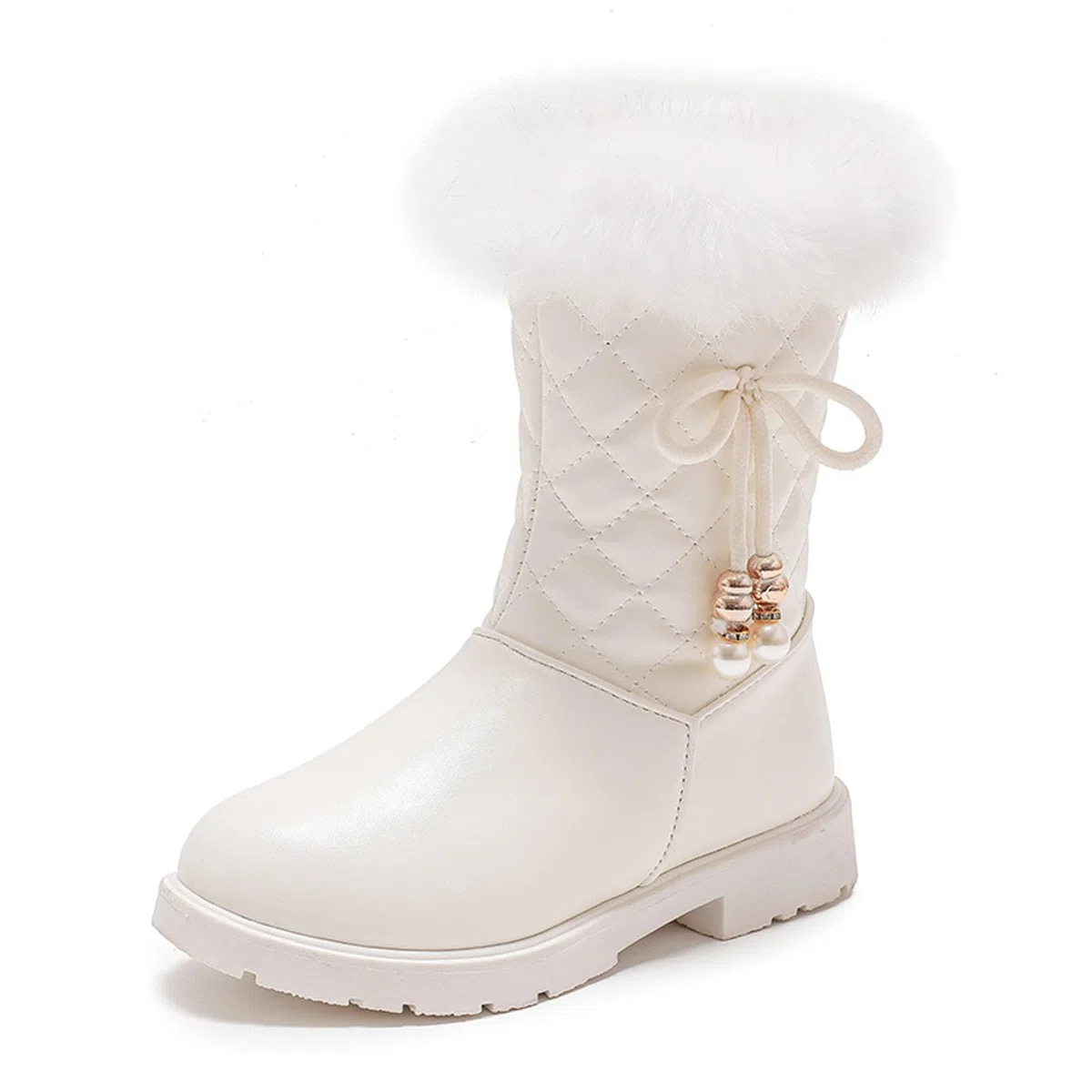Botas niños fácil Poner Botas de Nieve para niñas de otoño e Invierno con de, Antideslizantes, cálidas y cómodas, Botas con Cremallera Lateral y de Color (White, 28 Little Child)
