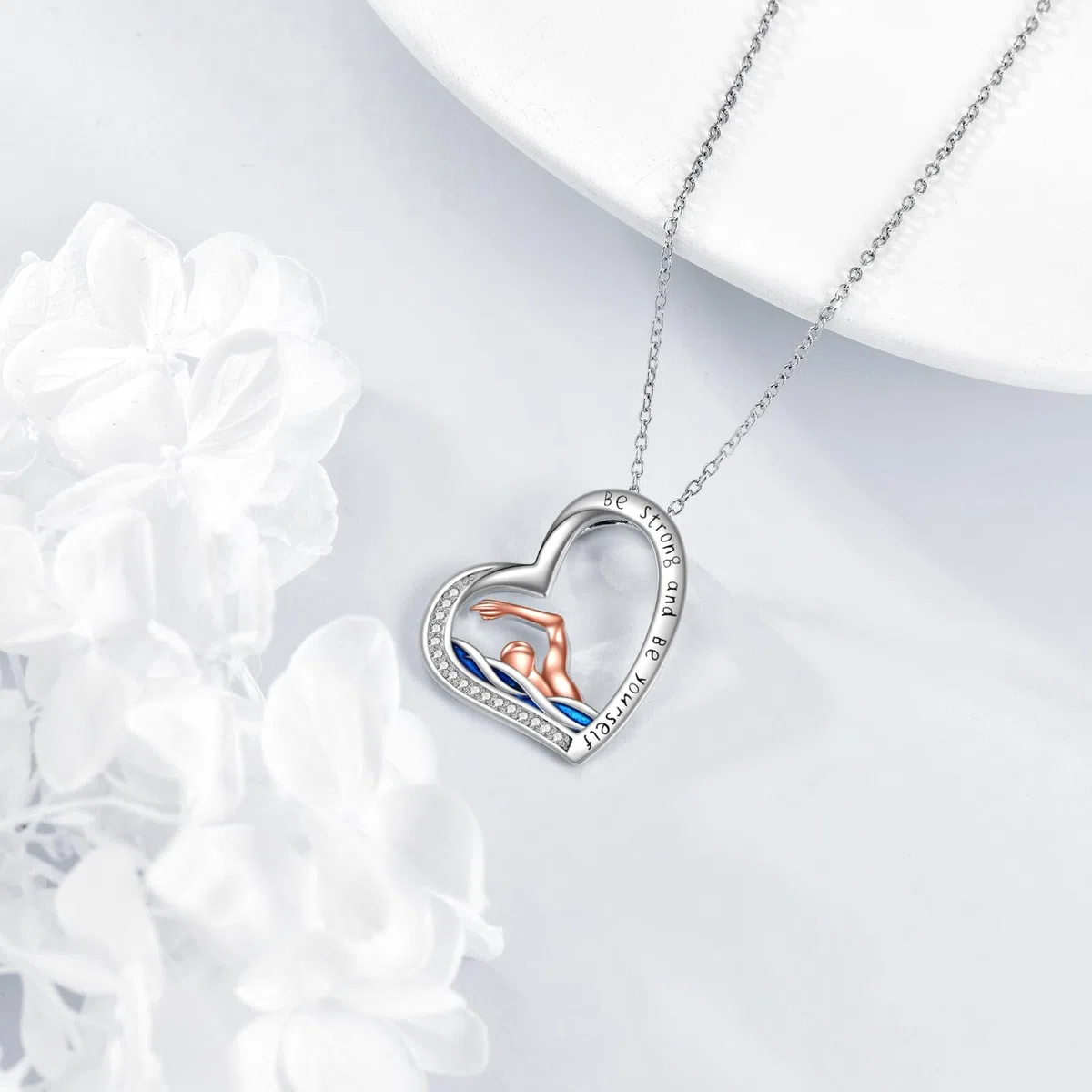 YFN Movimiento Collar Plata de Ley 925 Colgante Forma de Corazón Joyería Regalos para Mujeres Hija