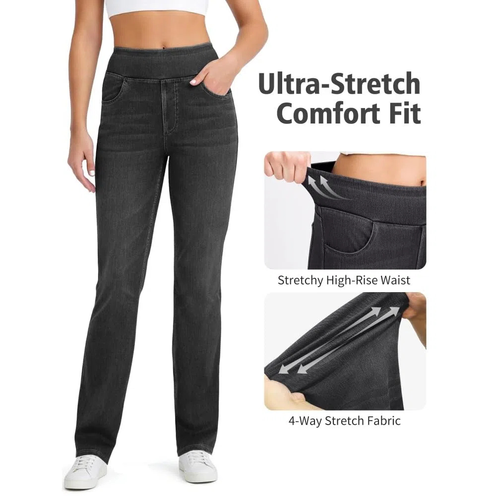 Jeans Mujer Stretch de Tiro Alto Corte Bootcut Lavado Denim Pantalones Casual Efecto Moldeador con Bolsillos Ajuste Recto y Cómodo skinny/A/XS