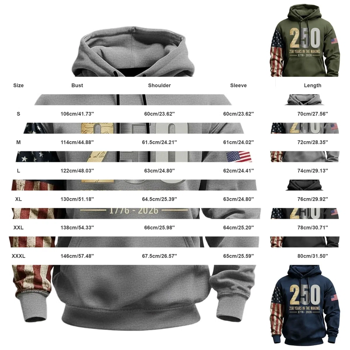 Ropa De Verano Hombre Sudadera con Capucha Y Estampado America para Hombre, Estilo Casual, 2026, Conmemorativa del Aniversario. Heavy (Dark Gray, L) Deportiva Cortavientos Oversized