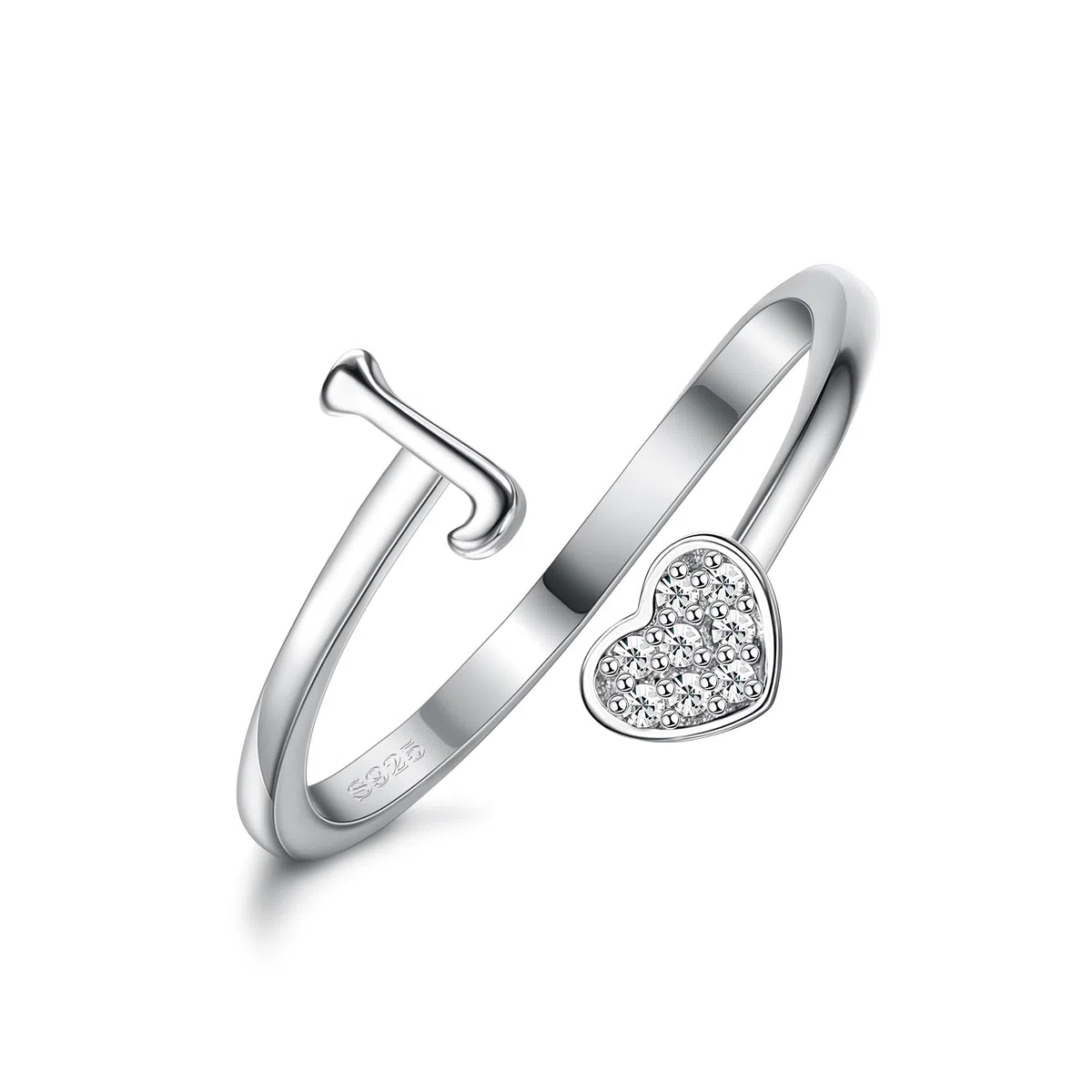 WBDWWTD MILACOLATO Anillos de Plata de Ley 925 con Inicial de corazón para Mujeres y niñas - Anillos con Letras del Alfabeto Ajustables apilables chapados en Oro de 18 Quilates para Adolescentes