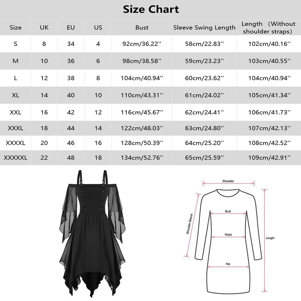2026 Vestido de cóctel para mujer, estilo gótico, vestido midi con corsé, mangas largas, dobladillo irregular, manga corta, vestido de fiesta de gasa, de talla grande, moda y elegante