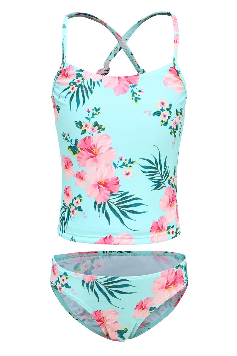 Aisyee tankini niña traje de baño niños floral traje de baño 92 164/3-16 años, Flor verde., 11-12 años | Protección solar UPF 50+, secado rápido, suave y cómodo, correas ajustables, ideal para playa, piscina y vacaciones