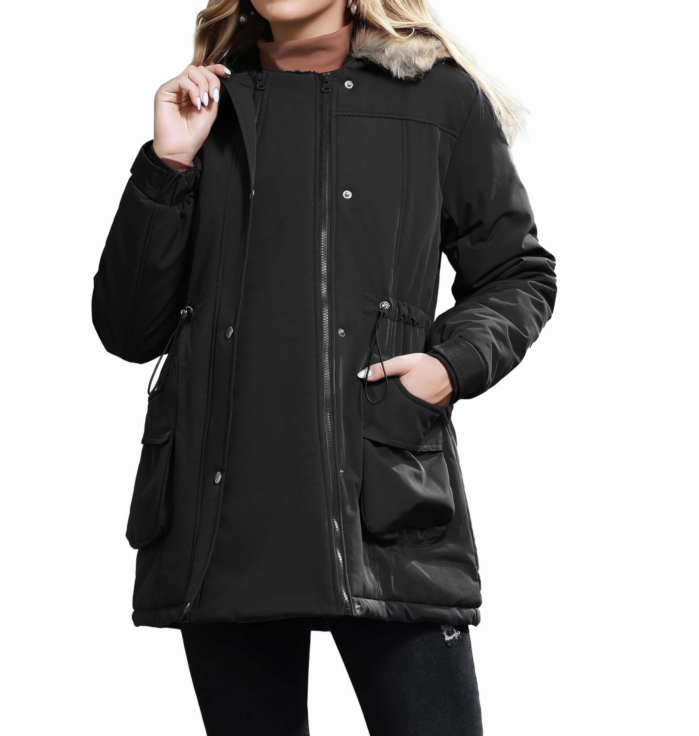 Maacie Abrigo de invierno premamá de algodón, chaqueta premamá cálida para uso diario