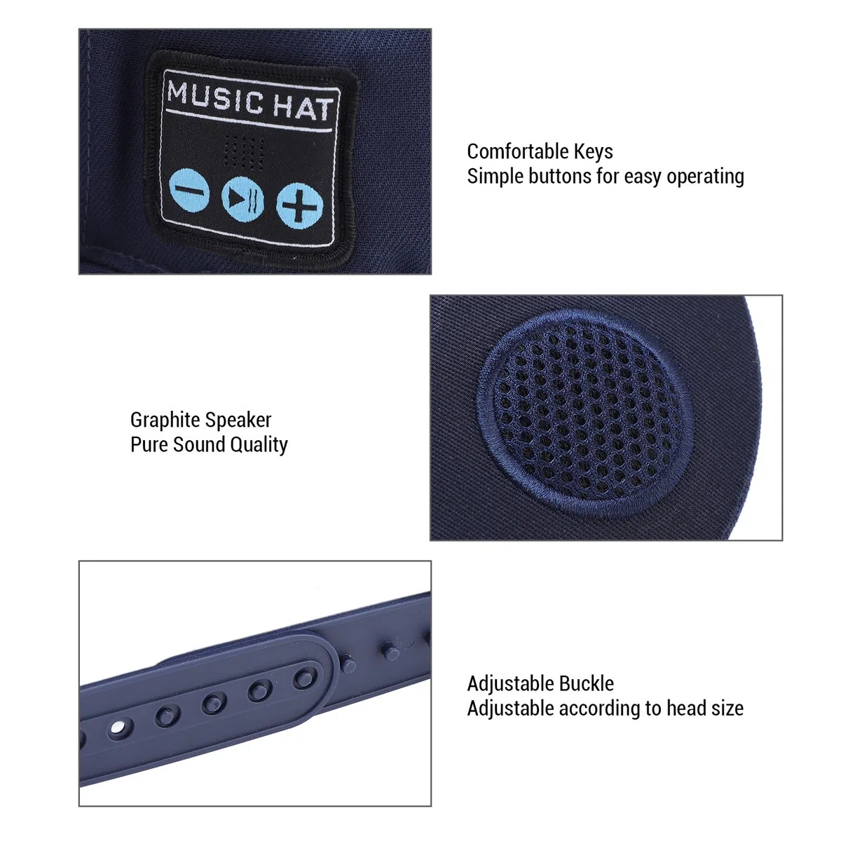 Denash Bluetooth Music Cap, Sombrero de Altavoz Inalámbrico con 6h Tiempo de Juego y Diseño Lavable para Correr Al Aire Libre (Azul púrpura)