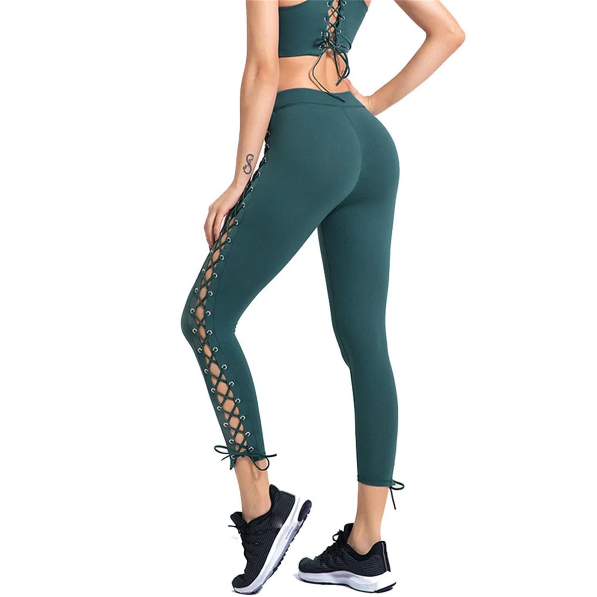 Leggins Mujer Fitness Mallas Deportivo Pilates, Leggings transpirables de hueco sexy de las mujeres Pantalones de yoga delgado flexible delgado Pantalones de entrenamiento de control de la cordillera