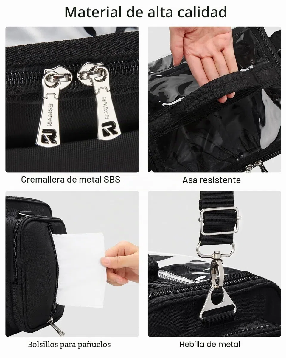Relavel Bolsa para Pinceles de Maquillaje - Estuche Negro de Gran Capacidad - Bolsa Cosmética de Viaje y Organizador con Divisores Ajustables