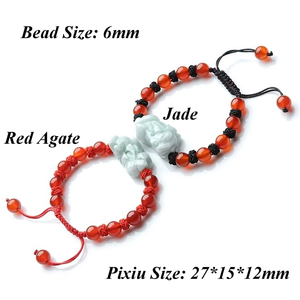 Feng Shui Pi Yao para Mujeres y Hombres, Amuleto de la Suerte, Pulsera de Hilo Rojo con Piedras Preciosas de Jade Chino, A