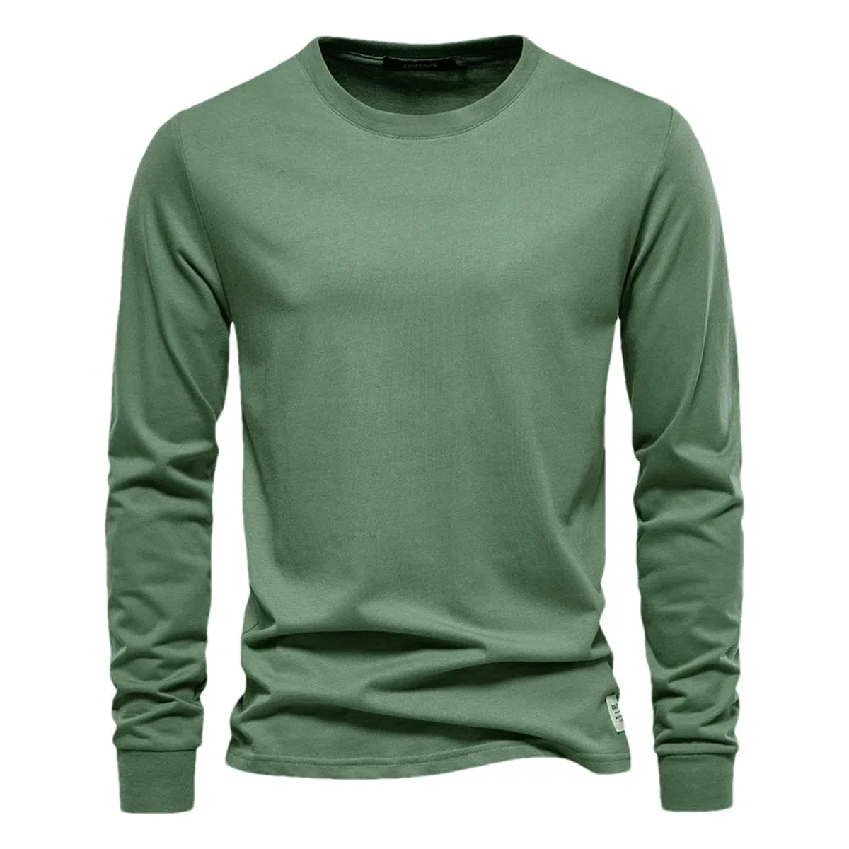 Camiseta de manga larga para hombre, informal, cuello redondo, camiseta básica, suave, ligera, ajustada, camiseta diaria de algodón para hombre.