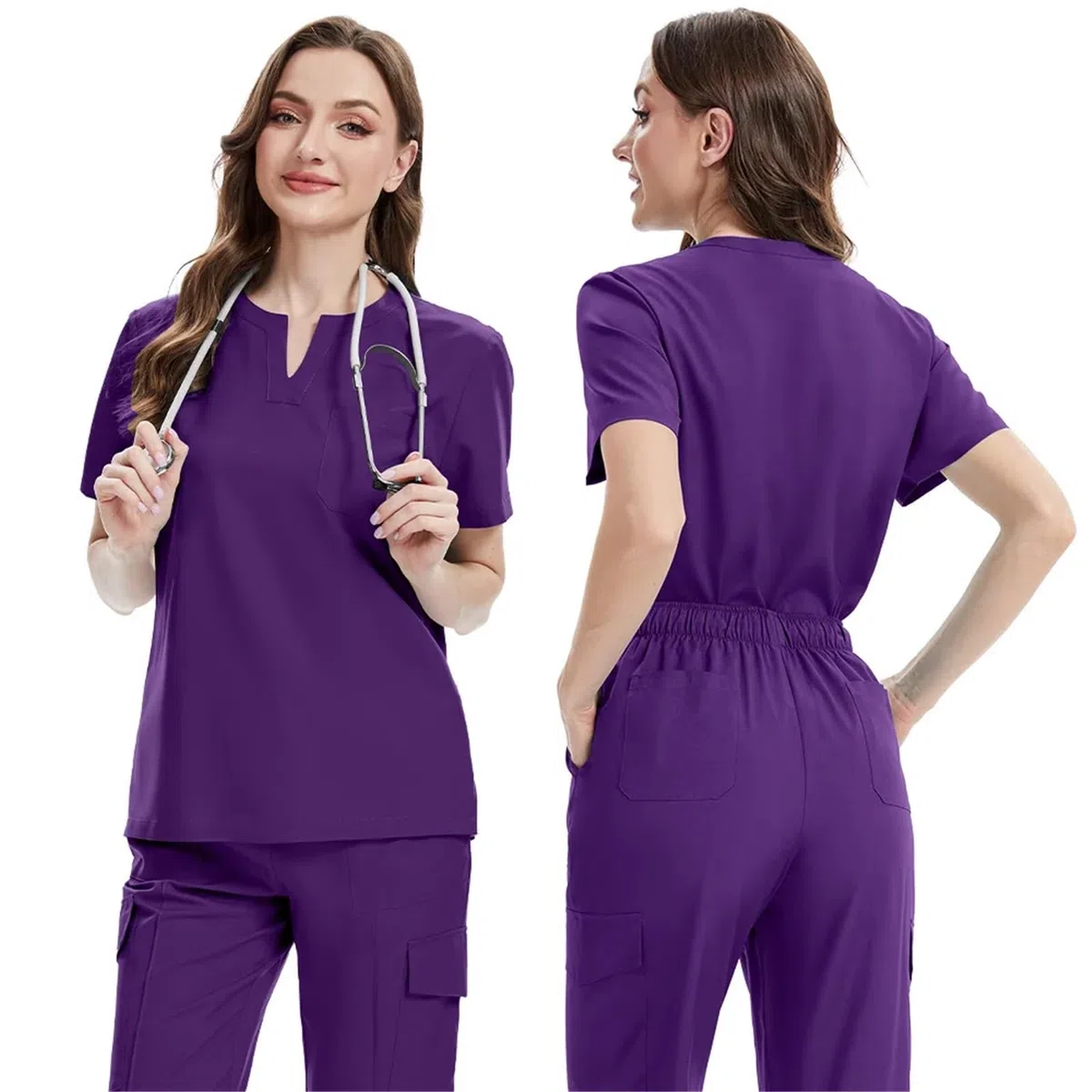 Uniformes médicos Bata Uniforme Mujer artículos de enfermería Accesorios Enfermeras clínica Traje médico salón Belleza SPA para AtencióN MéDica, SalóN De Belleza(Blue,XXL)