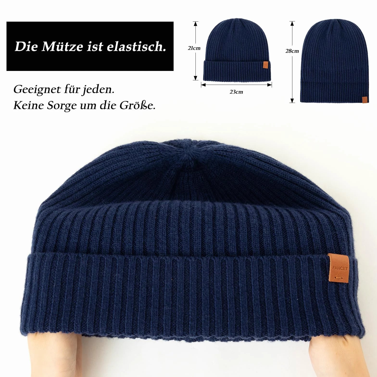 Fancet Gorro de invierno unisex 55% lana merino para caminar, golf, trabajo al aire libre, tejido de 2 capas, suave y elástico, regalos cálidos para hombres y mujeres
