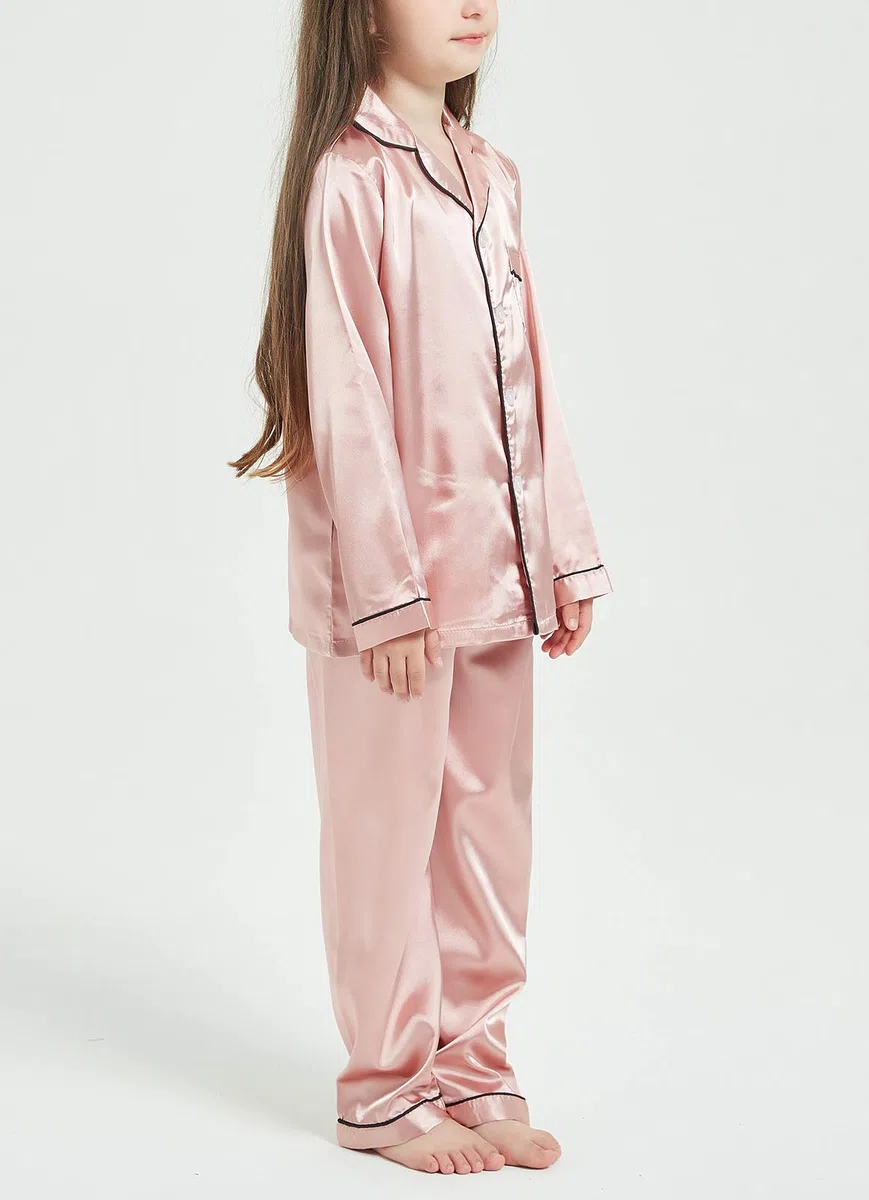 Happy Cherry - Conjunto Pijamas Satén Bebé Niños Verano Ropa Camisones Bebé Niñas Suave Camisa Pantalones Informales Cintura Elástico Cómodo para Dormir Hogar Diario 2 Piezas - 2-10 Años