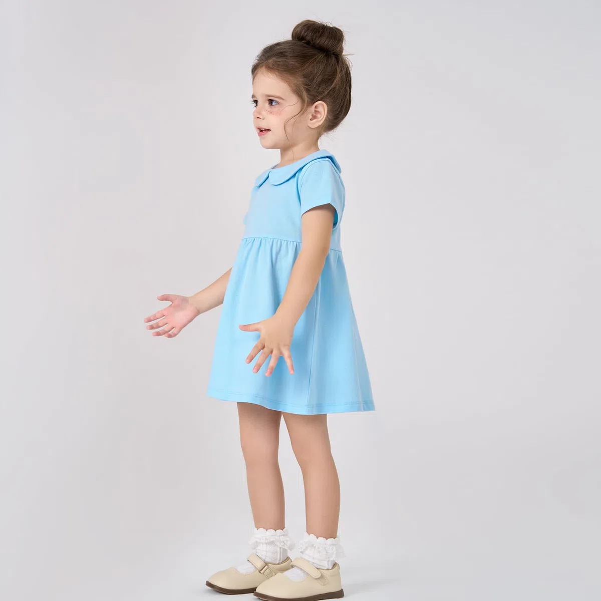 pureborn Vestido de algodón para niña, de 0 a 6 años, color liso