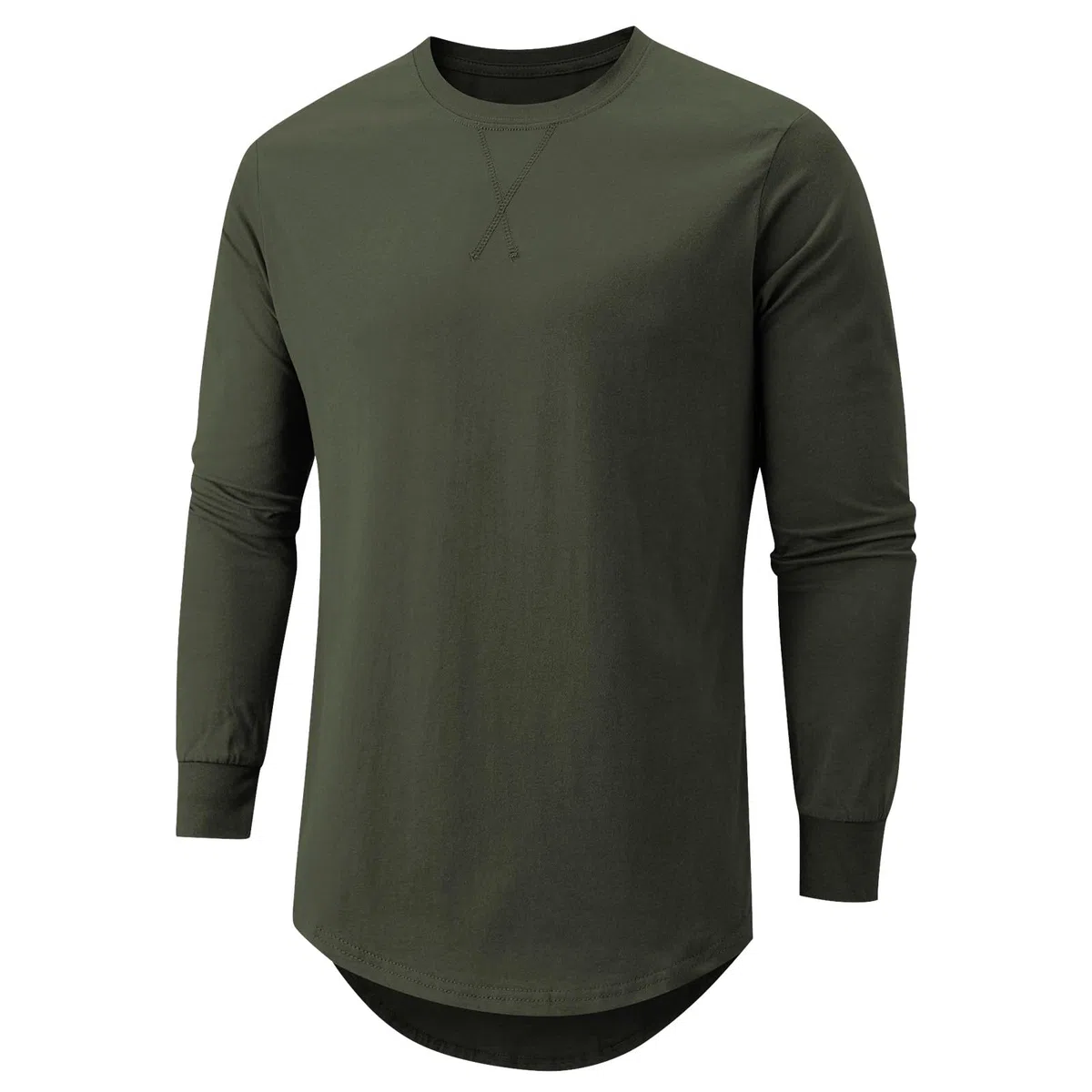 Camisetas de cuello redondo para hombre, estilo hipster, hip hop, de línea larga | Camisas casuales para hombre, mezcla de algodón y poliéster, ajuste moderno para oficina, citas, club, playa