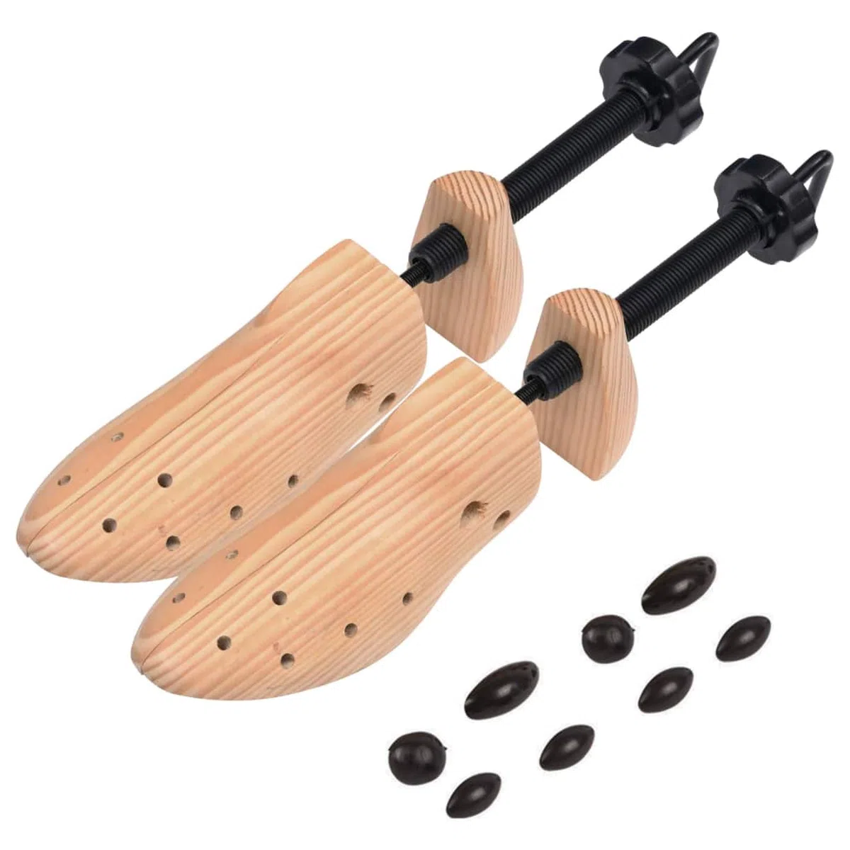 Hormas de Zapatos de Madera para Mantener su Calzado Perfecto - Ajustables 41-46, 12 Orificios y 8 Tapones para Aliviar Presión