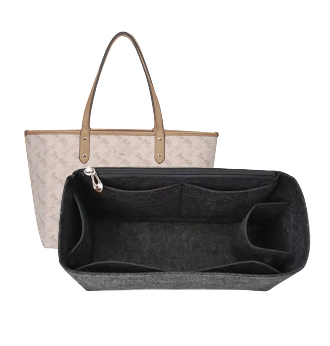 Lckaey Organizador de bolso para bolsa de entrenador, organizador de mano pequeña, grande, 1082 gris, tirador lateral L
