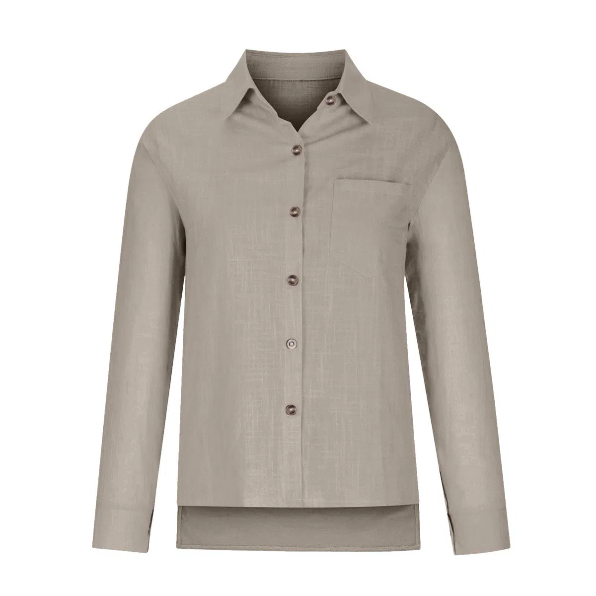 Camisas de gasa de verano de manga larga con botones para mujer, para playa dividida, 2026, a la moda, color sólido, cuello y solapa, ajuste holgado, ropa de lino y algodón, ropa de gran tamaño