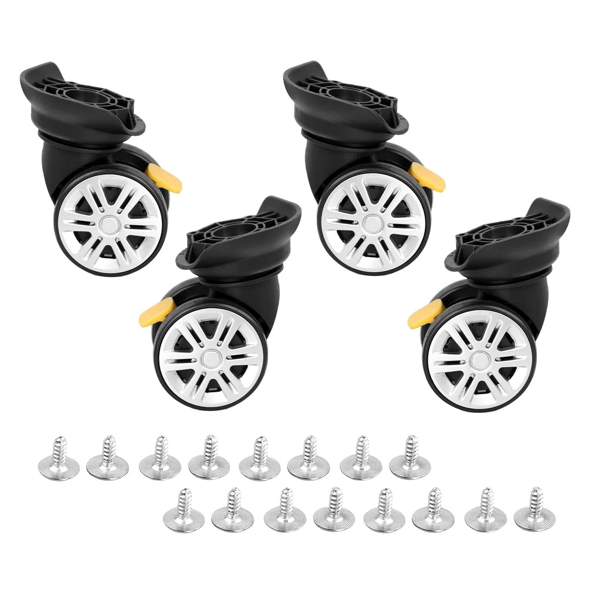 Juego de 2 ruedas de repuesto para maleta, paso silencioso, 3,3 cm, 4 unidades con freno de 6 cm