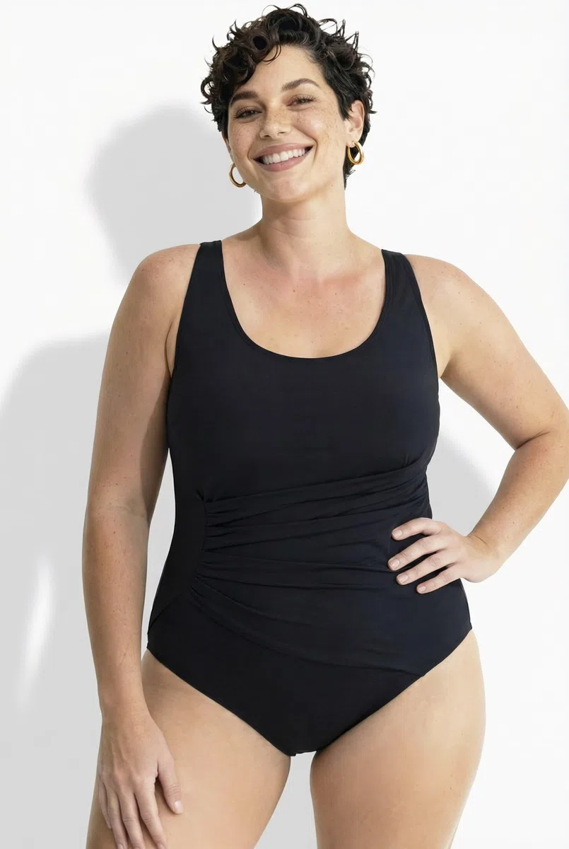 Ulla Popken Badeanzug, Raffung, Softcups, Träger Verstellbar, Recycelt Trajes de baño Mujer (Pack de 1)