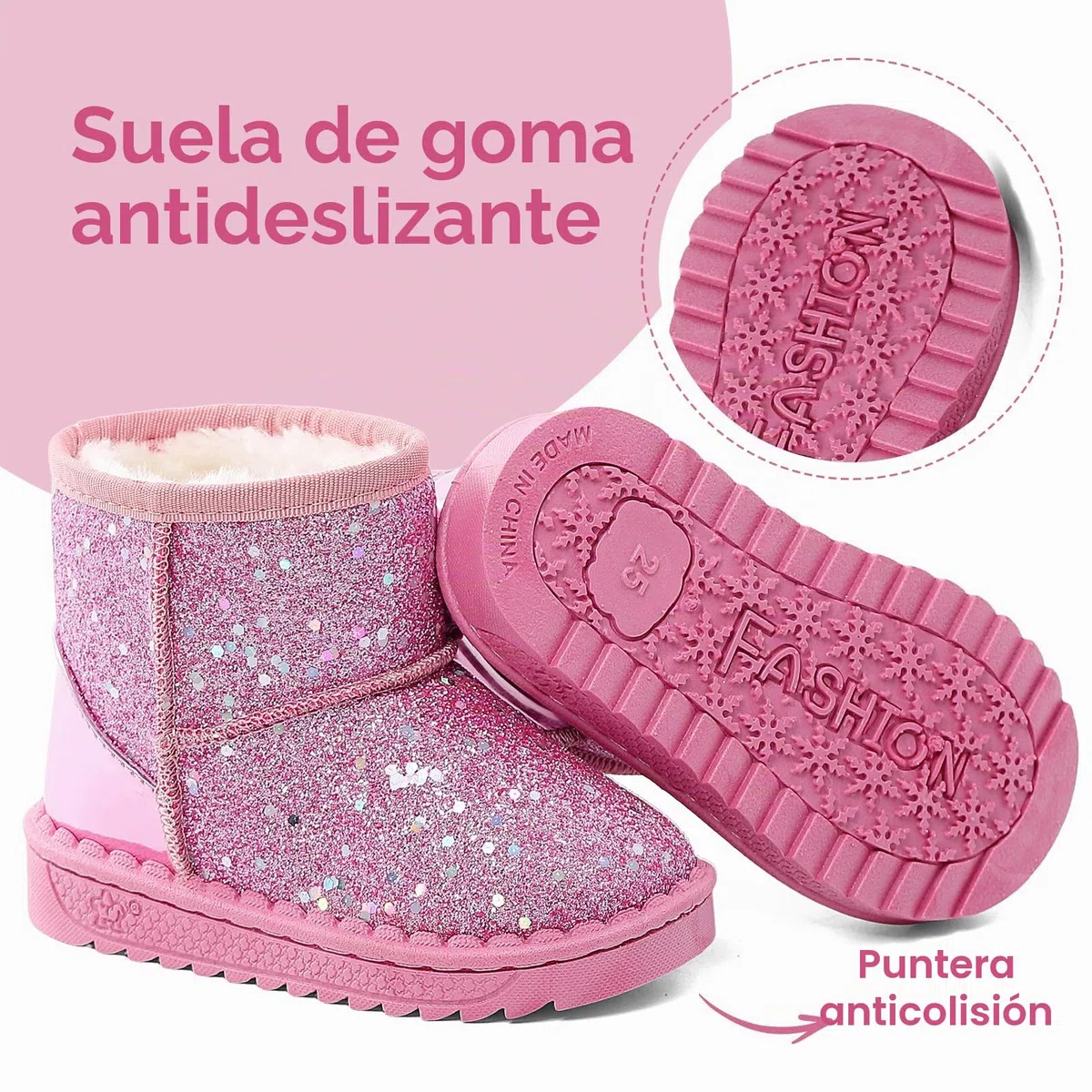 MK MATT KEELY Botas de Nieve Niña Botines Princesa Invierno Bebé Botas Brillante Exterior con Suela de Antideslizante