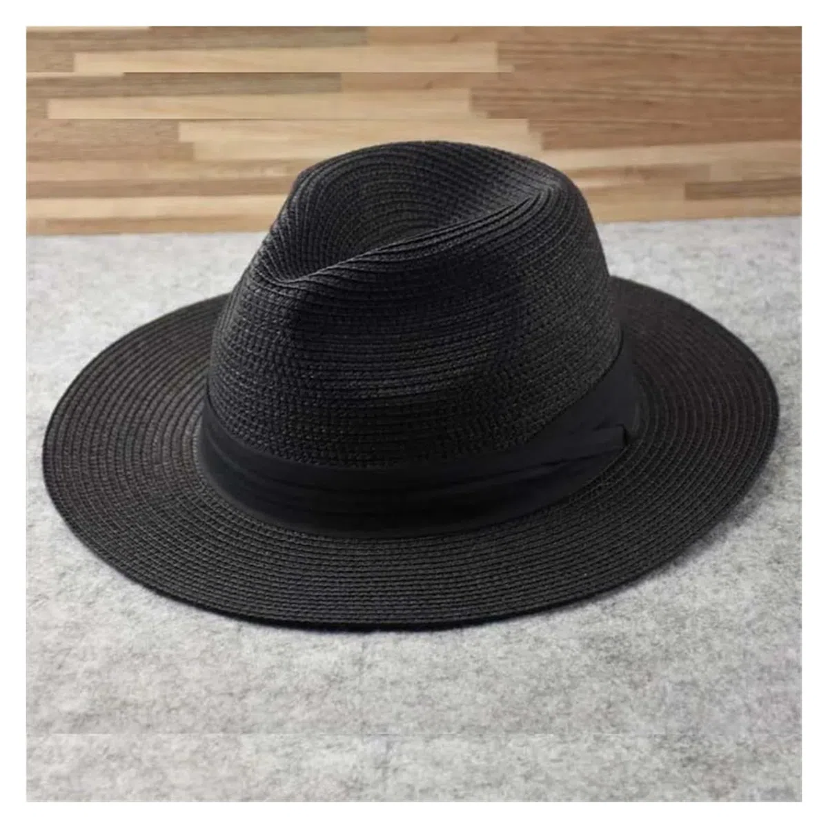 Sombreros de sol para mujer y hombre, Sombrero de paja plegable for hombre, multicolor, varios tamaños(Black,52cm-54.5cm)