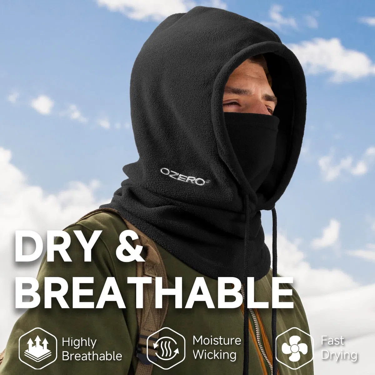 OZERO Pasamontañas: máscara de esquí con capucha de forro polar de invierno para hombres y mujeres, pasamontañas convertible, gorra, bufanda